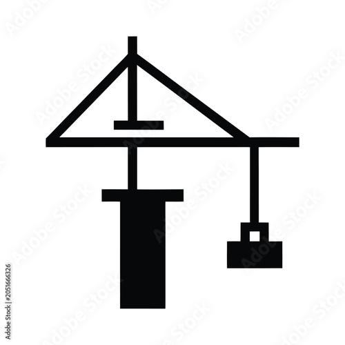 Construction Crane Line Icon Vector Illustration