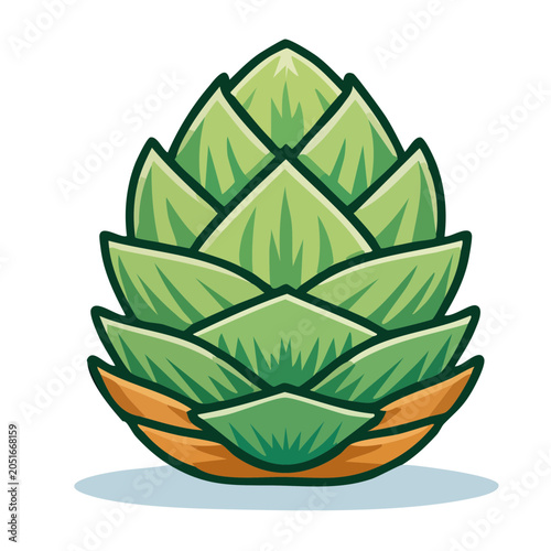 Green hop cone flat illustration