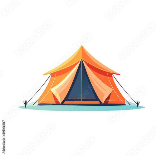 Orange camping tent illustration