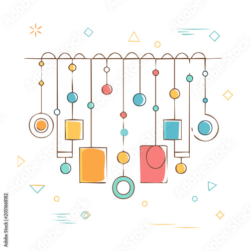 Hanging colorful geometric shapes decoration