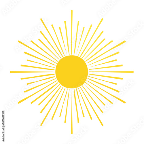 Yellow sunburst icon with radiating lines on white background