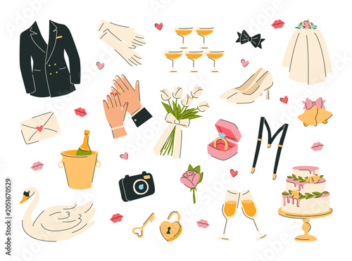 Romantic Wedding Celebration Elements Collection.