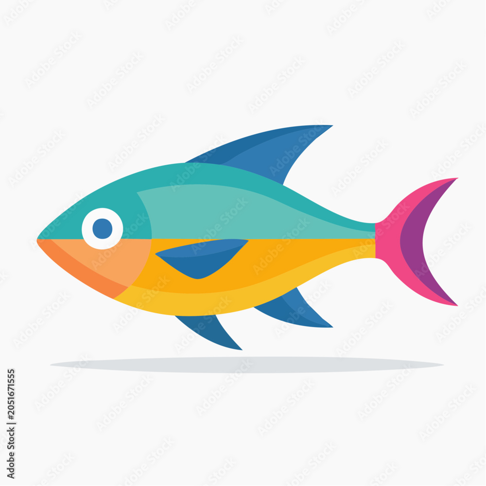 Obraz premium Colorful cartoon fish illustration