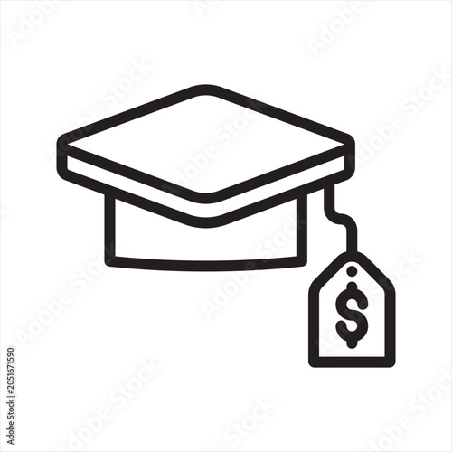 Student Loan Burden Line Icon - Education Debt Anxiety