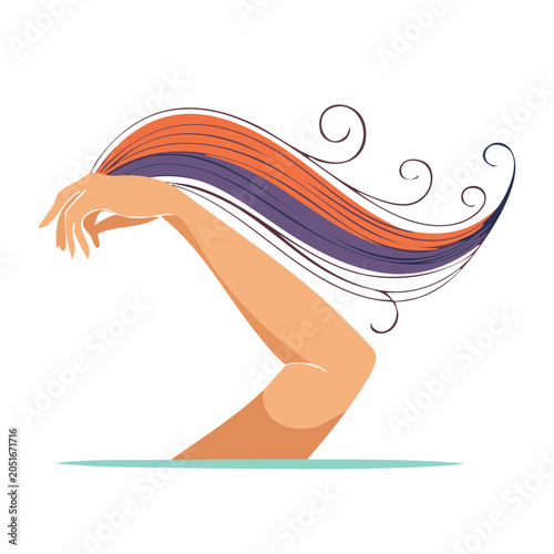 Stylized Illustration of a Person Emerging from Water with Flowing Hair