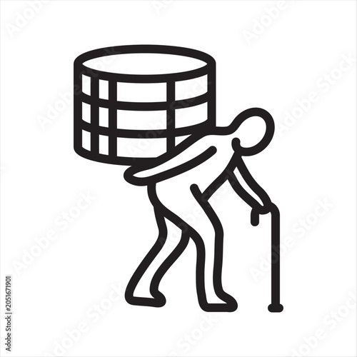 Retirement Savings Anxiety Line Icon - Future Finance Uncertainty