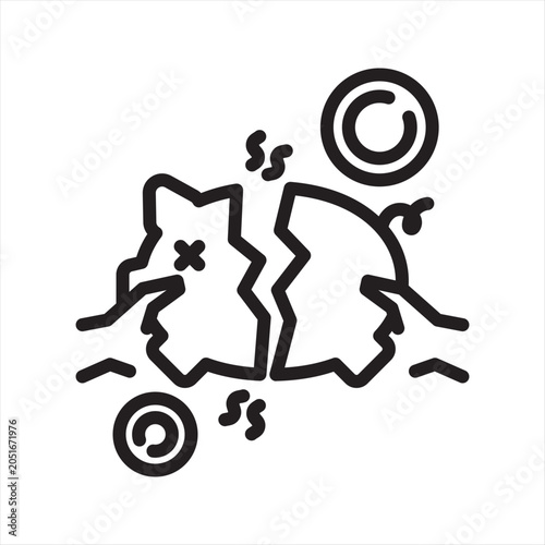 Savings Depletion Fear Line Icon - Financial Reserve Anxiety