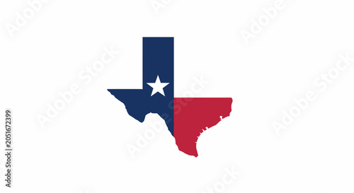 Texas state map outline with lone star flag colors.