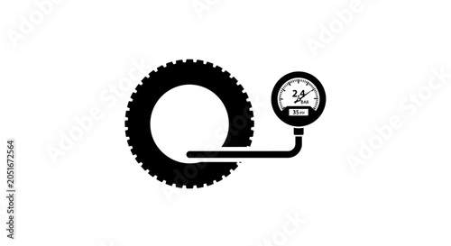 Tire pressure gauge icon checking air in car wheel