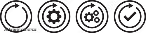 Fotografie Black icons depicting cyclical processes and settings