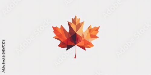 Maple leaf polygon art representing canadian autumn