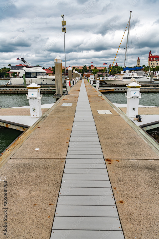 Obraz premium Waterfront Yacht Parking Area And Marina Services In St Augustine Florida Coastal Harbor