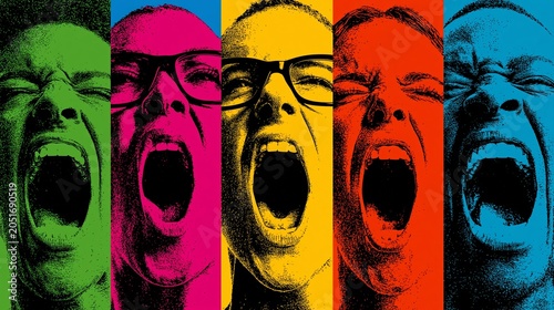 Loud Voices in Bright Colors Create a Powerful Collage of Expression and Emotion in a Vibrant Display of Unity and Passion