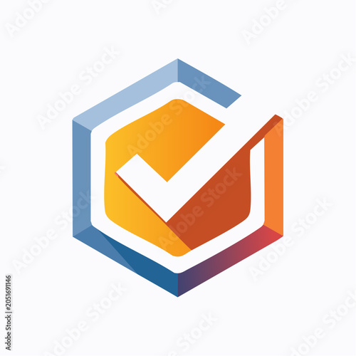 Hexagonal Check Mark Logo