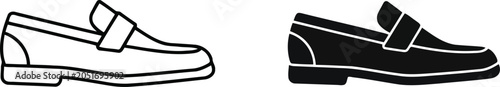 Foto Loafer shoe silhouette set illustration vector illustration.