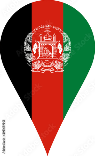 Afghanistan Flag Location Pin Map Marker Afghan Destination GPS Vector Icon