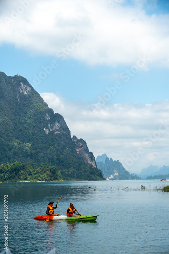 Canvastavla Bangkok, Thailand - Dec 22nd 2024: a boat in Khao Sok national park