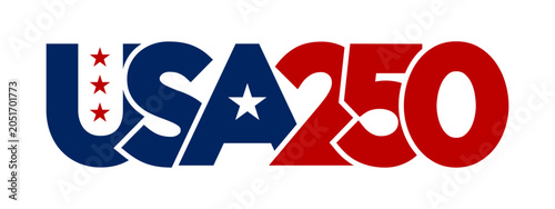 USA 250 Independence day text design. United States national holiday. Vector illustration.