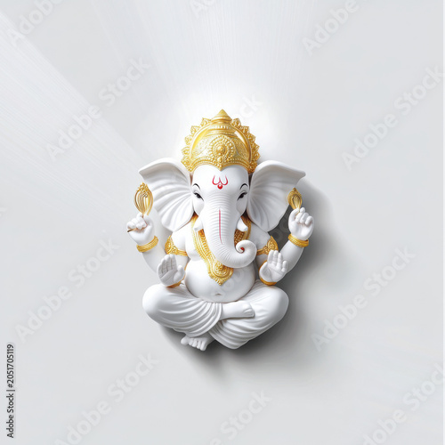 Elegant and Divine Lord Ganesha Sculpture with Radiant Background