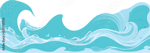 Vászonkép A single crashing ocean wave with white sea foam and swirling blue water current