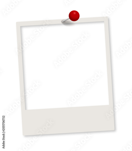single old polaroid ball pin  push pin tack empty transparent background