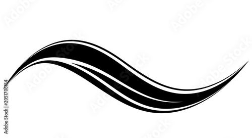 Black abstract wave swoosh icon on white background