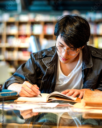 Принти на полотні Focused student studying diligently photo