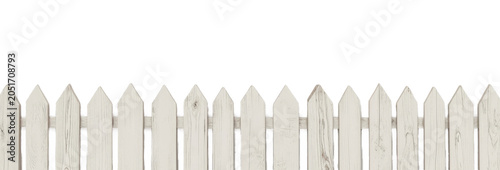 White wooden picket fence isolated PNG rustic garden border on transparent background