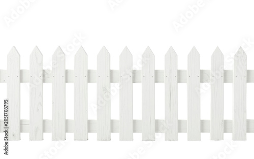 White wooden picket fence isolated PNG rustic garden border on transparent background