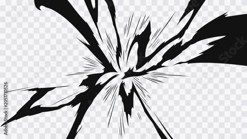 Schilderij op canvas Dynamic anime impact burst with sharp energy streaks and explosive manga style motion effect