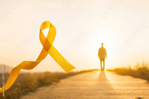 campanha setembro amarelo, fita amarela por do sol