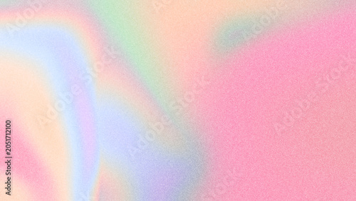 Abstract holographic background with pastel gradient in pink, peach, soft blue, light green, pale purple. Iridescent backdrop with grain texture, copy space. Vaporwave aesthetic modern minimal design