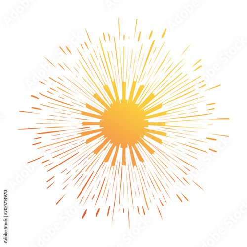 Orange and yellow sunburst graphic on white background