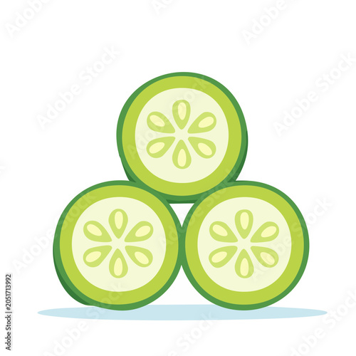 Stack of fresh cucumber slices in flat design style