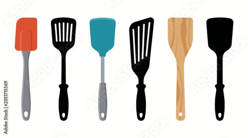 Cuadro en lienzo Professional vector collection featuring  different spatula designs, silicone sp