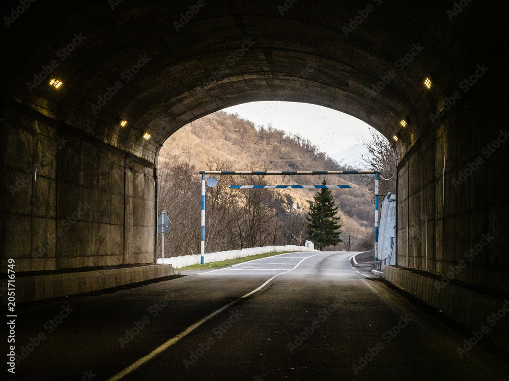 Fototapeta premium tunnel in mountains on highway in Lori, Armenia