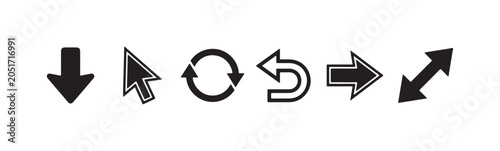 Cuadro en lienzo Collection of Basic Directional and Action Arrow Icons