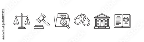 Foto Law and justice line icons set