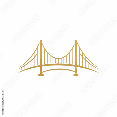 Golden Suspension Bridge Illustration.