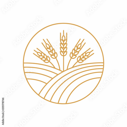 Golden Wheat Ears in Circle.