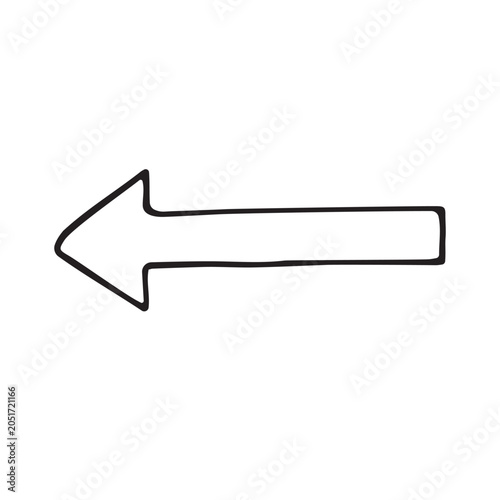 Vector hand drawn doodle sketch left arrow isolated on white background