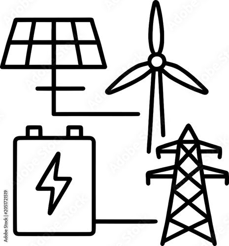 Energy Market Trading Line Icon
