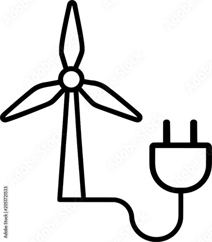 Wind Turbine Connection Line Icon