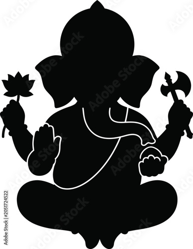 Fotografie Black silhouette of lord ganesha in meditative pose