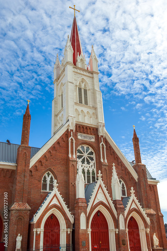 19th century active St. Mary's in the Mountains Catholic Church in Gothic Revival style in Virginia City, Nevada, USA