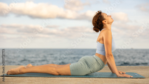 Photography Example of performing hatha yoga asana