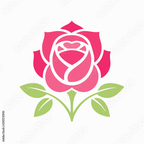 Stylized Rose Icon with Leaves
