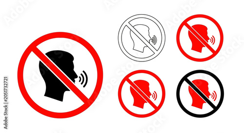 Fotografie No Talking, Silence, Quiet, No Speaking, Prohibited Signs