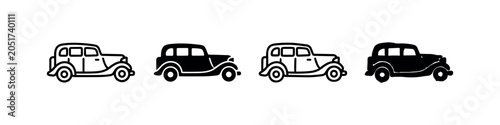 Photos Vintage Car Icons: Retro Automobile - Outline and Silhouette