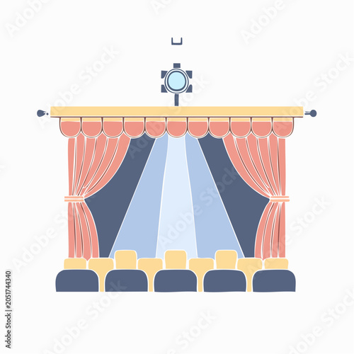 Theater Stage with Curtains and Spotlight